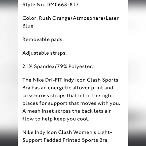 "NEW" Nike Indy ICON Clash Women's Large Light-Support Padded Printed Sports Bra - Picture 4 of 5